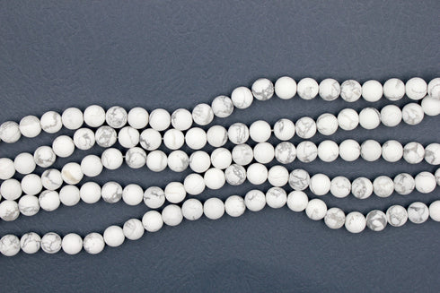 Matte White Howlite Gemstone Beads, 8mm, Round,